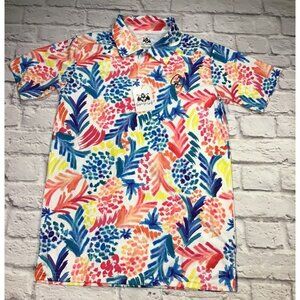Gashouse Golf Mens Polo Shirt Colorful Pineapples Print Short Sleeve Golf Shirt